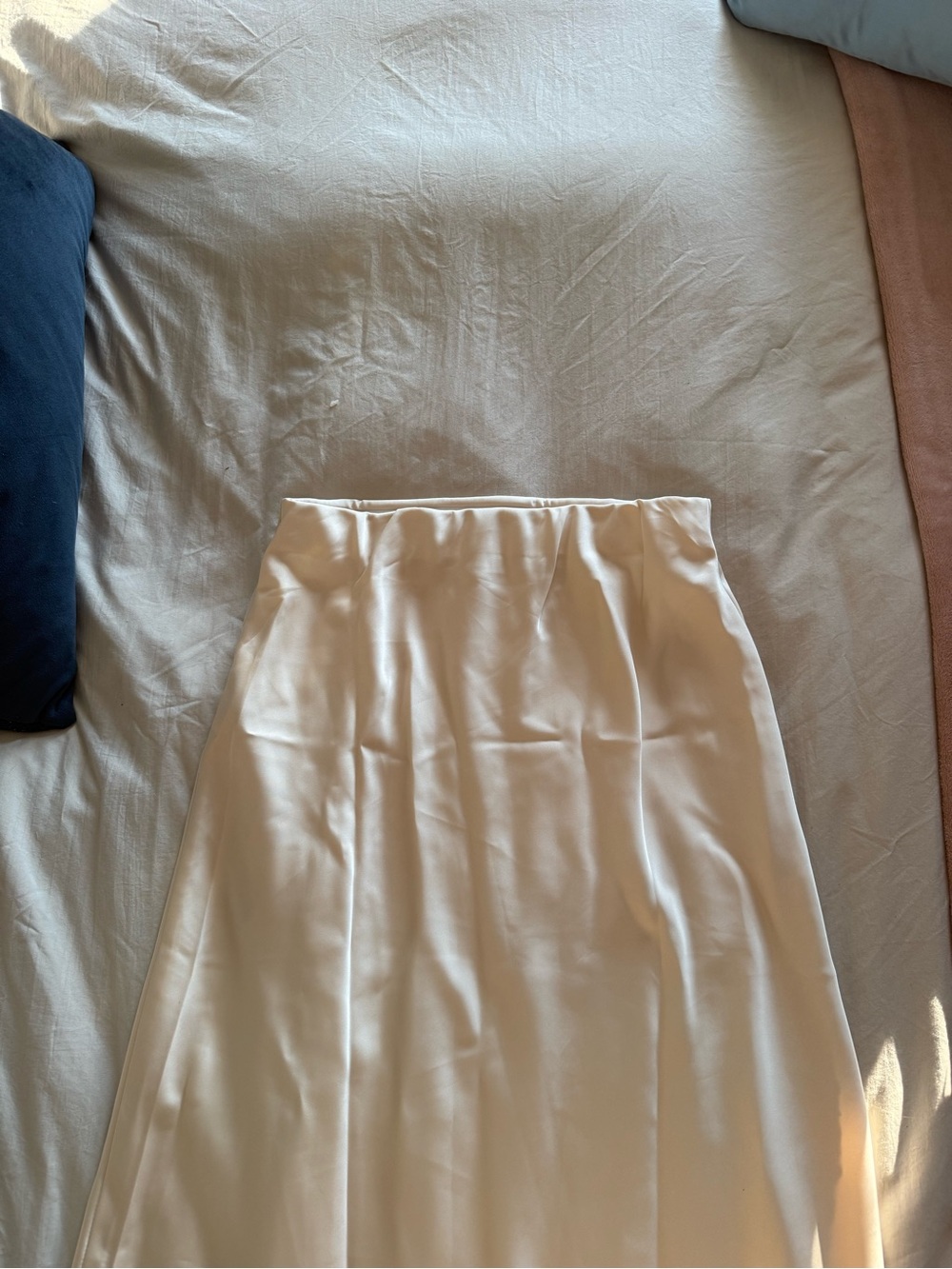 Cream Satin Midi Skirt